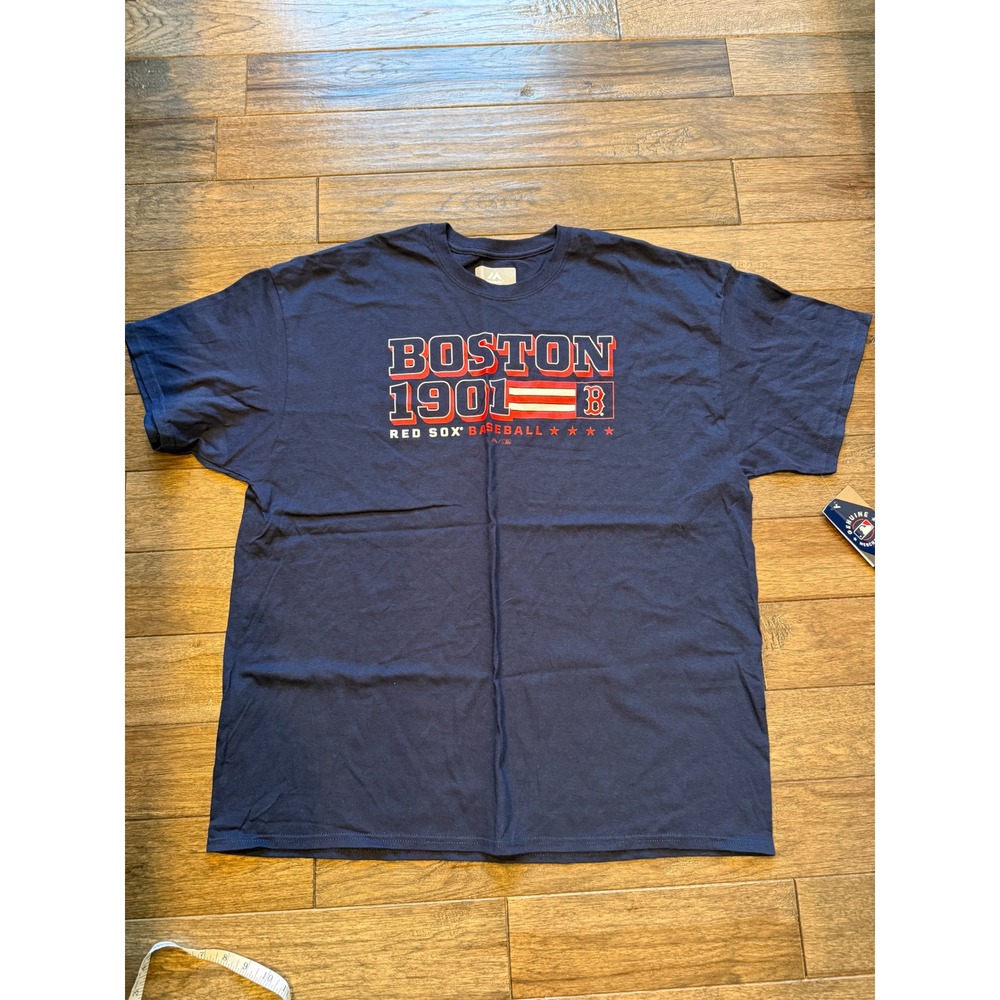 Majestic T-Shirt Mens 2XL Navy Blue Boston Red Sox 1901 Graphic MLB Tee